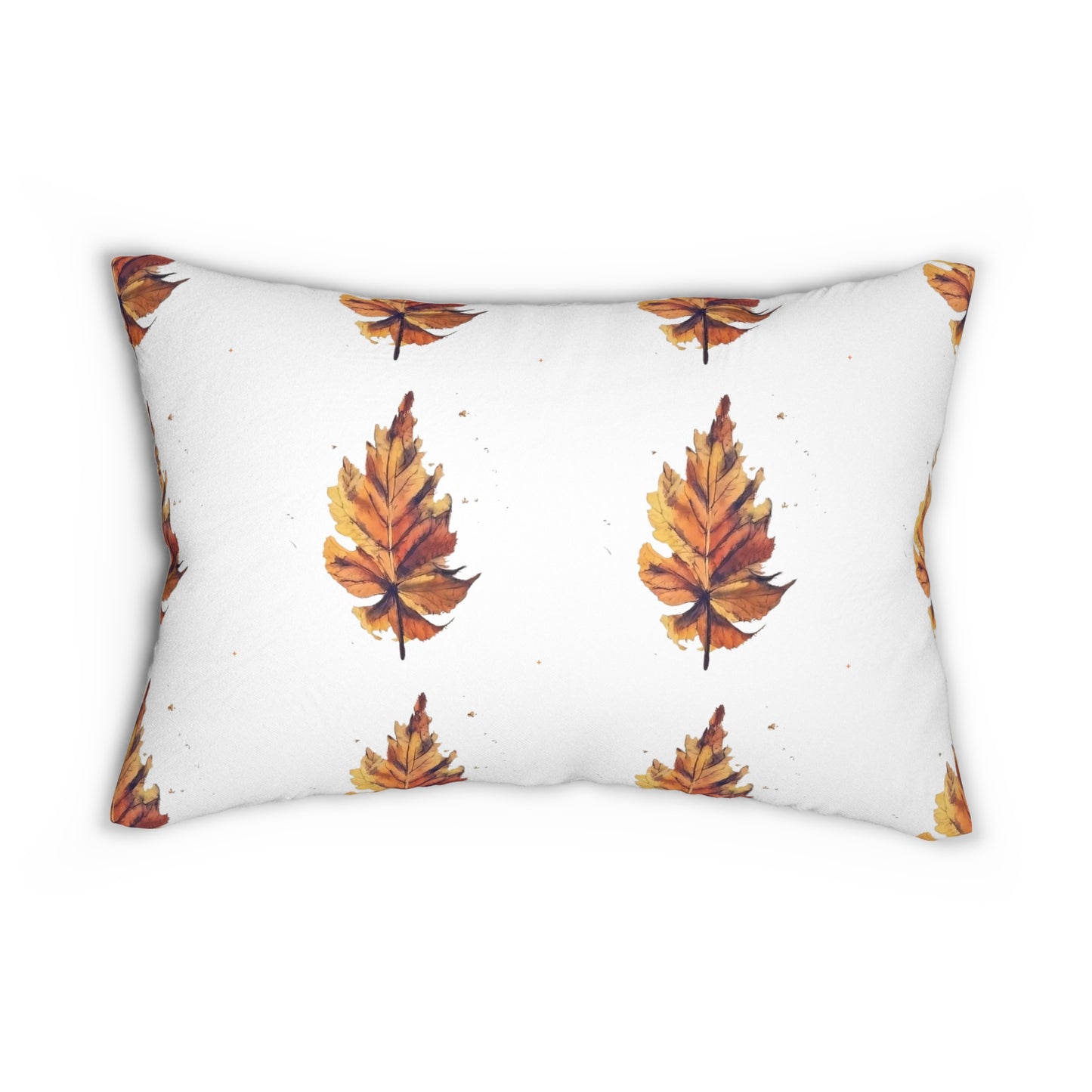 Cat and Leaves  Spun Polyester Lumbar Pillow perfect for Fall season décor
