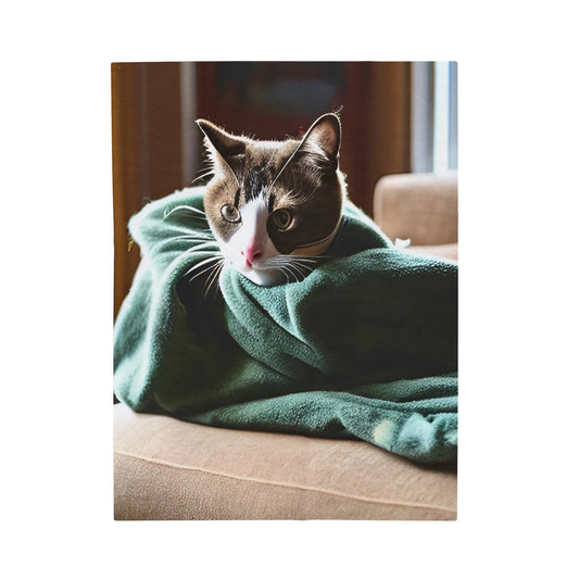 Cat in a blanket Velveteen Plush Blanket Catvibesbylizanne