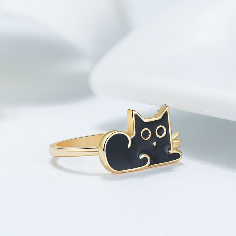 Dazzle & Meow: Exclusive Cat Lover Jewelry Ring Collection Featuring A Whimsical Black Cat Catvibesbylizanne